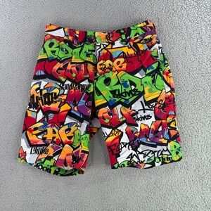 Loudmouth Golf Shorts Mens 32 Graffiti Street Art Multi Color Stretch Cotton
